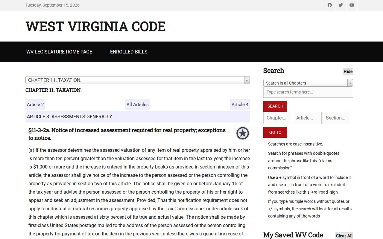 West Virginia assessment increase notice rule for Pendleton County property
