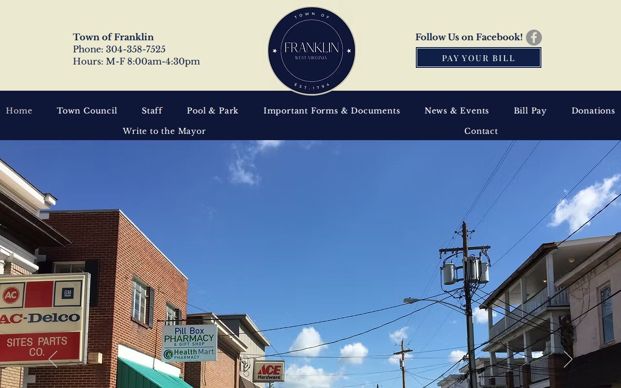 Town of Franklin public website for services and community information